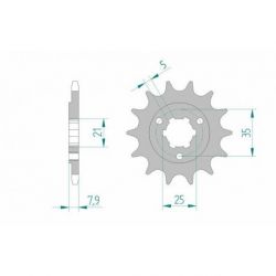 Pignon AFAM 16 dents acier type 22503 pas 520 SUZUKI DR 600 R Dakar