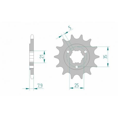 Pignon AFAM 16 dents acier type 22503 pas 520 SUZUKI DR 600 R Dakar