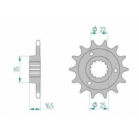 Pignon AFAM 14 dents acier type 52613 pas 525 DUCATI 749 Dark