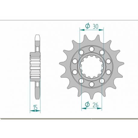 Pignon AFAM 15 dents acier type 166800 pas 525 BMW HP4 1000