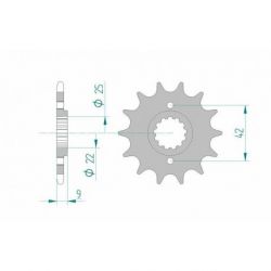 Pignon AFAM 13 dents acier type 24502 pas 520 KAWASAKI EL 250