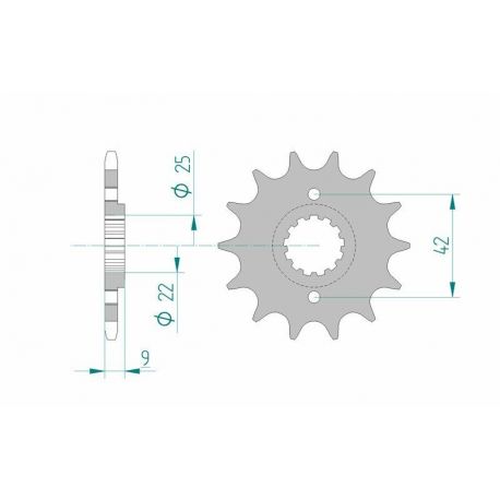 Pignon AFAM 13 dents acier type 24502 pas 520 KAWASAKI EL 250