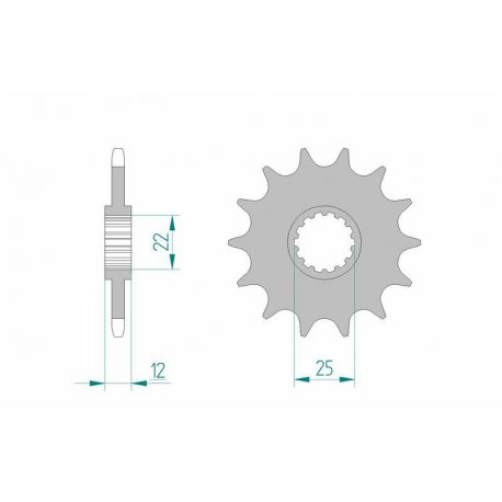 Pignon AFAM 13 dents acier type 94313 pas 520 GAS-GAS EC 200