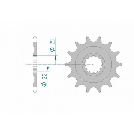 Pignon AFAM 13 dents acier type 27502 pas 520 KAWASAKI KLX 450 R