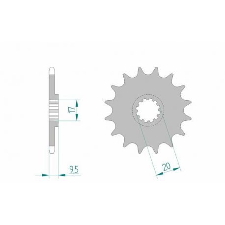 Pignon AFAM 14 dents acier type 94120 pas 420 HUSQVARNA CR 65