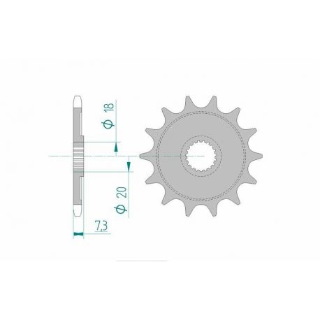 Pignon AFAM 13 dents acier type 20206 pas 520 HM-HONDA CRE 125 R Enduro