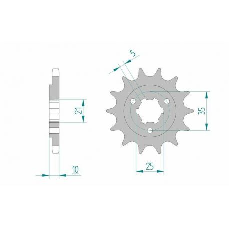 Pignon AFAM 15 dents acier type 22602 pas 525 SUZUKI DR 650 SE