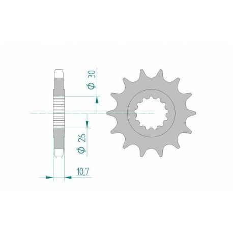 Pignon AFAM 14 dents acier type 21801 pas 530 YAMAHA RD 500 LC