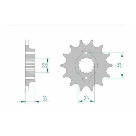 Pignon AFAM 14 dents acier type 52604 pas 520 DUCATI 600 Monster