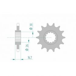 Pignon AFAM 16 dents acier type 20612 pas 525 HONDA CB 600 F Hornet