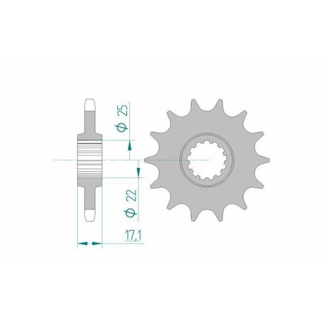 Pignon AFAM 15 dents acier type 20405 pas 525 HONDA VFR 400 R