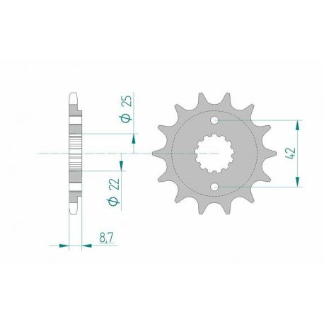 Pignon AFAM 16 dents acier type 24501 pas 520 KAWASAKI BJ 250