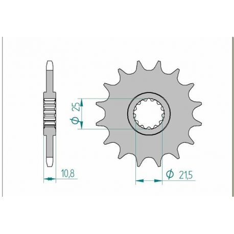 Pignon AFAM 15 dents acier type 21512 pas 520 YAMAHA XJ 6 F Diversion