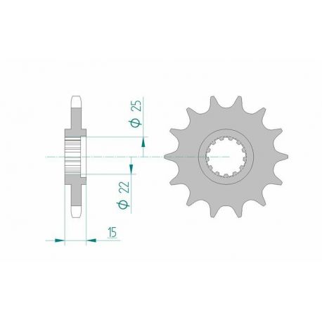 Pignon AFAM 14 dents acier type 24506 pas 525 KAWASAKI ZX 6 R