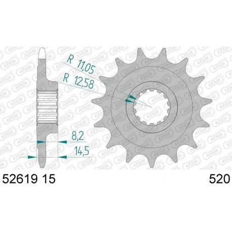 Pignon AFAM 15 dents type 52619 pas 520 acier Ducati 821 Monster