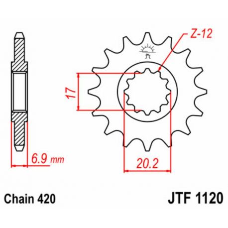 Pignon JT SPROCKETS 11 dents acier pas 420 type 1120