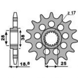 Pignon PBR 14 dents acier pas 525 type 2078 Aprilia Tuono 1000 R