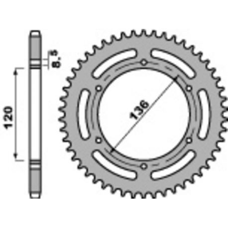 Couronne PBR 39 dents acier standard pas 520 type 859