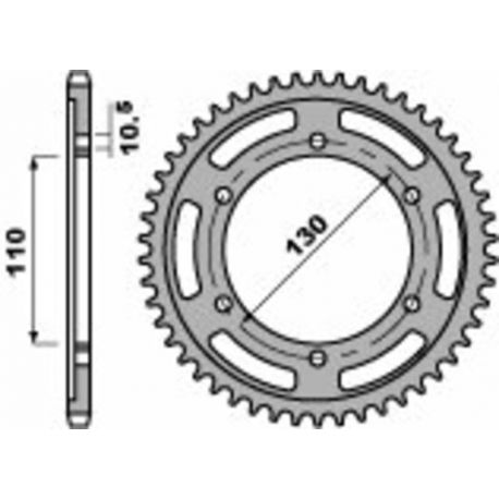 Couronne PBR 45 dents acier standard pas 530 type 241