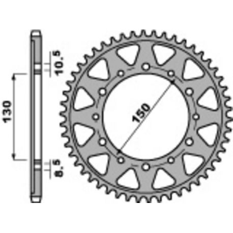 Couronne PBR 46 dents acier standard pas 530 type 860