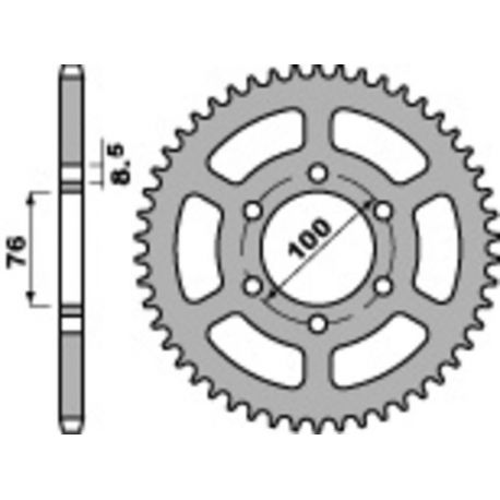 Couronne PBR 48 dents acier standard pas 428 type 4513