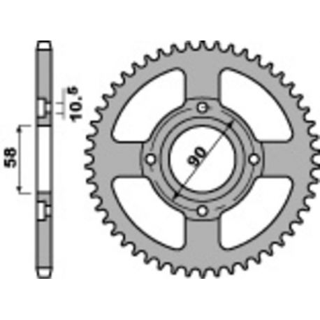 Couronne PBR 42 dents acier standard pas 428 type 269