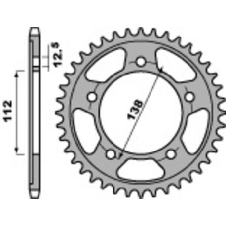 Couronne PBR 41 dents acier standard pas 530 type 408