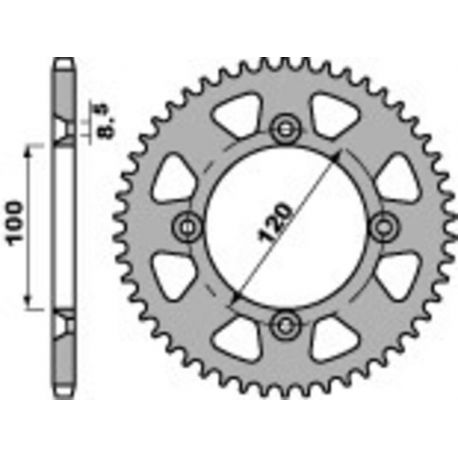 Couronne PBR 47 dents alu ultra-light pas 428 type 798