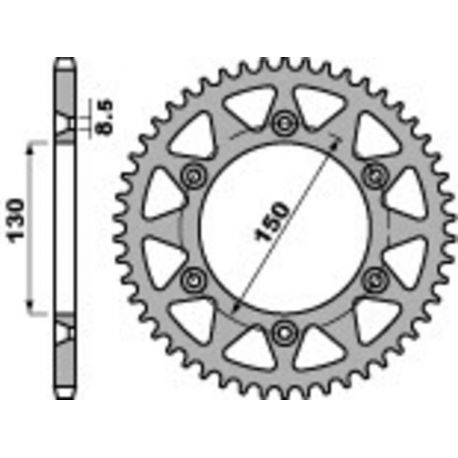 Couronne PBR 48 dents alu ultra-light pas 520 type 270