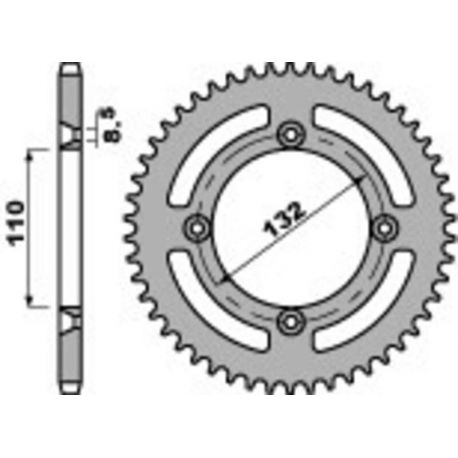 Couronne PBR 49 dents alu ultra-light pas 525 type 4486