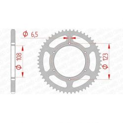 Couronne AFAM 52 dents acier pas 420 type 92114 Aprilia RS50