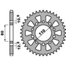 Couronne PBR 43 dents acier standard pas 530 type 334