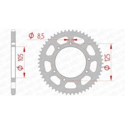 Couronne AFAM 50 dents acier pas 420 type 47103 Aprilia RX50