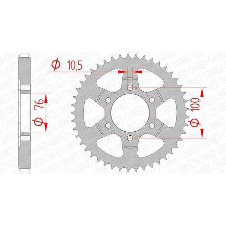 Couronne AFAM 44 dents acier pas 530 type 14902 Suzuki