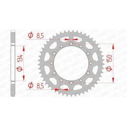 Couronne AFAM 49 dents acier pas 520 type 16204 Kawasaki