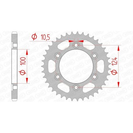 Couronne AFAM 42 dents acier pas 525 type 50609 Ducati