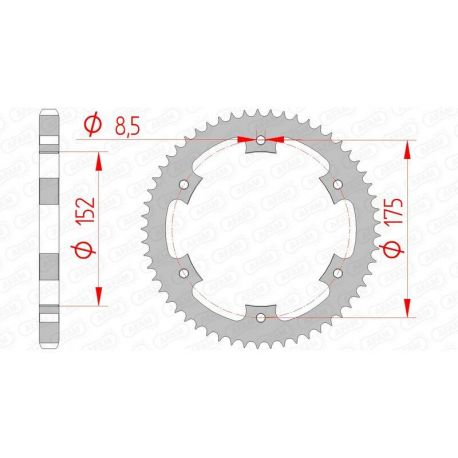 Couronne AFAM 57 dents acier pas 428 type 12207 Yamaha