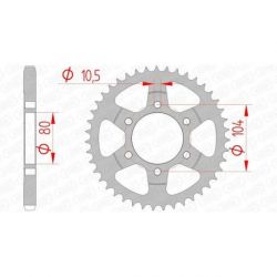 Couronne AFAM 40 dents acier pas 525 type 16610 Kawasaki