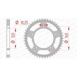 Couronne AFAM 48 dents acier pas 525 type 14604