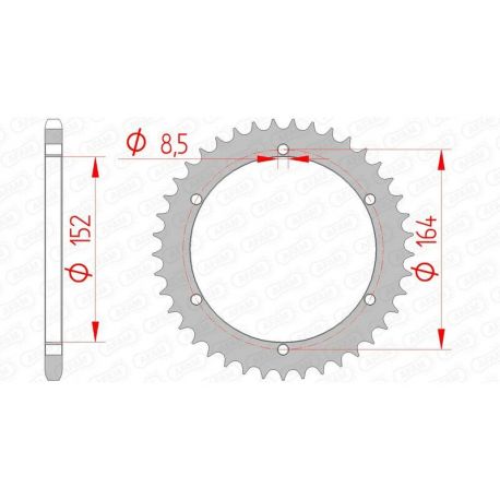 Couronne AFAM 40 dents acier pas 520 type 12502 Yamaha