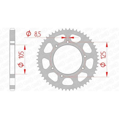 Couronne AFAM 56 dents acier pas 428 type 47200