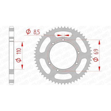 Couronne AFAM 56 dents acier pas 428 type 59104 Sherco 50