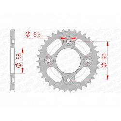 Couronne AFAM 34 dents acier pas 420 type 10117 Honda MSX125