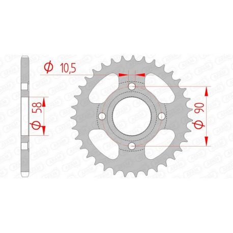 Couronne AFAM 40 dents acier pas 520 type 10214 Honda