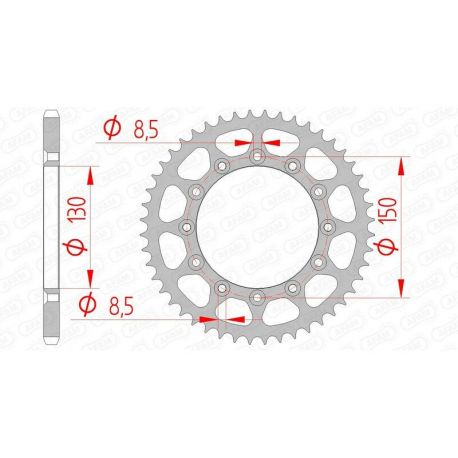 Couronne AFAM 49 dents acier pas 520 type 12323