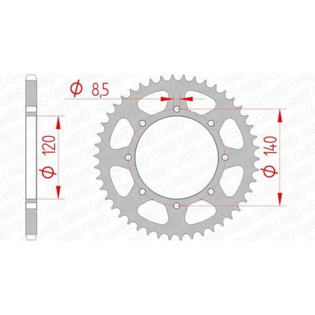 Couronne AFAM 44 dents acier pas 520 type 16600 Kawasaki