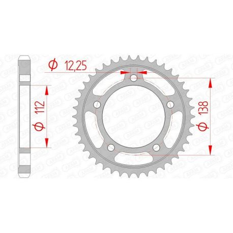 Couronne AFAM 41 dents acier pas 530 type 10508 Honda