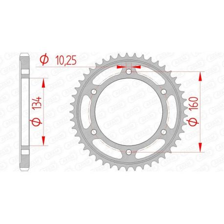 Couronne AFAM 44 dents acier pas 525 type 10617 Honda