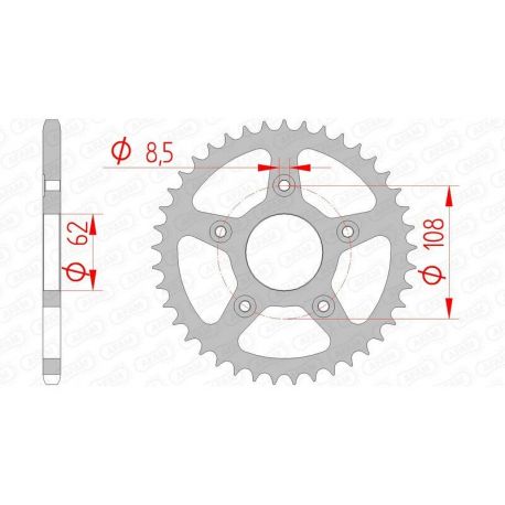 Couronne AFAM 38 dents acier pas 520 type 44203