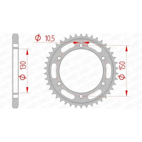 Couronne AFAM 46 dents acier pas 525 type 12606 Yamaha